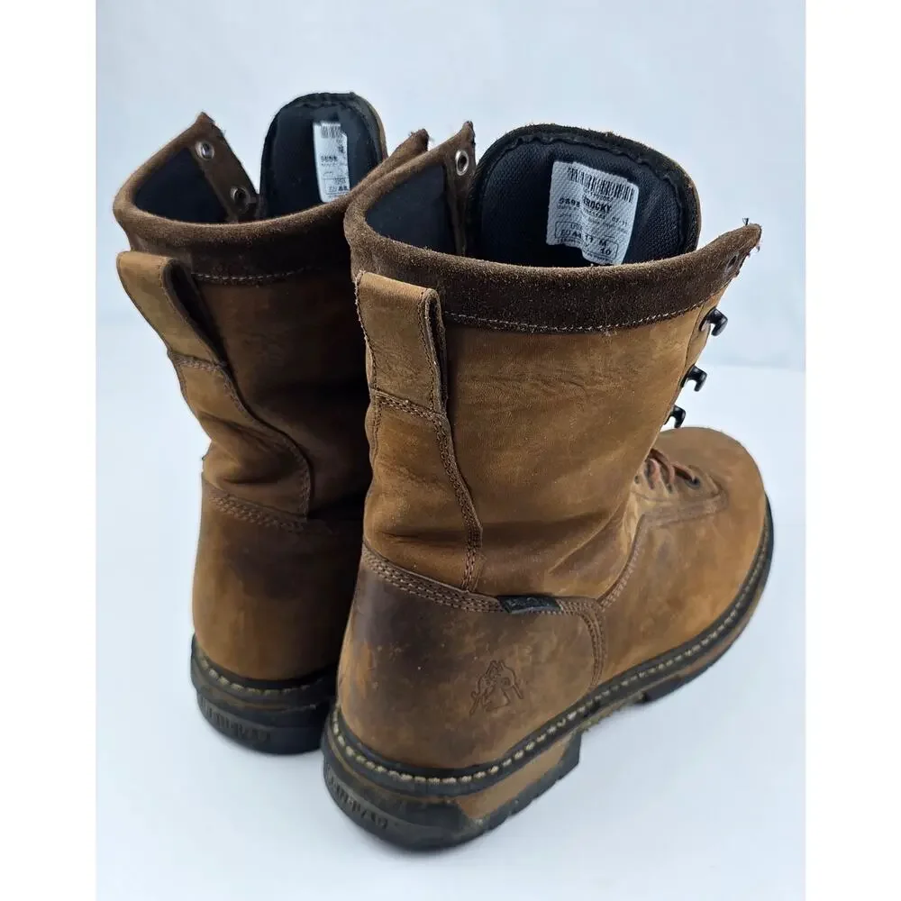 Rocky Iron Clad Work Boots Men Size 11 D Brown Leather Lace up Soft Toe 5698